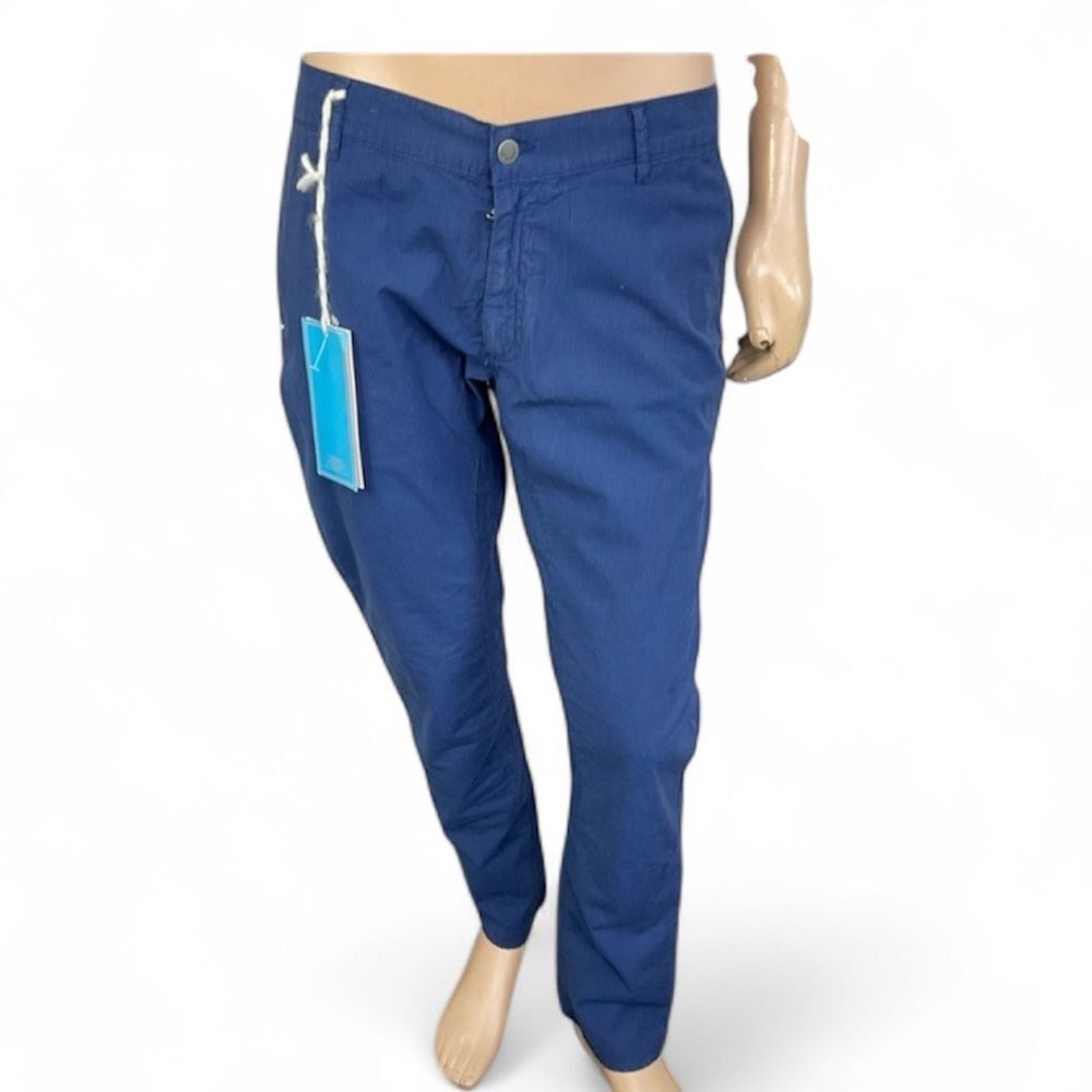 NEW Daniele Alessandrini Men’s Blue Texture High Rise Chinos Pants Size 36 - Picture 3 of 15